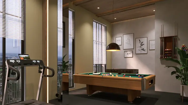 Indoor games area with billiards
