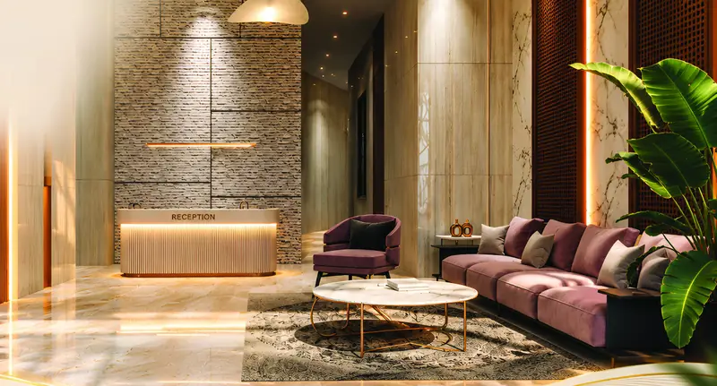 Grand entrance lobby with reception