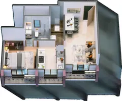 1 BHK isometric layout